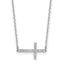 Cubic Zirconia 16-Stone Sideway Cross Necklace in Sterling Silver, 16 Inch - Sophia Jewelers