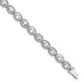 Sterling Shimmer Sterling Silver Rhodium-plated 6mm x 4mm CZ 25 Stone Oval Link 6.75 inch Bracelet