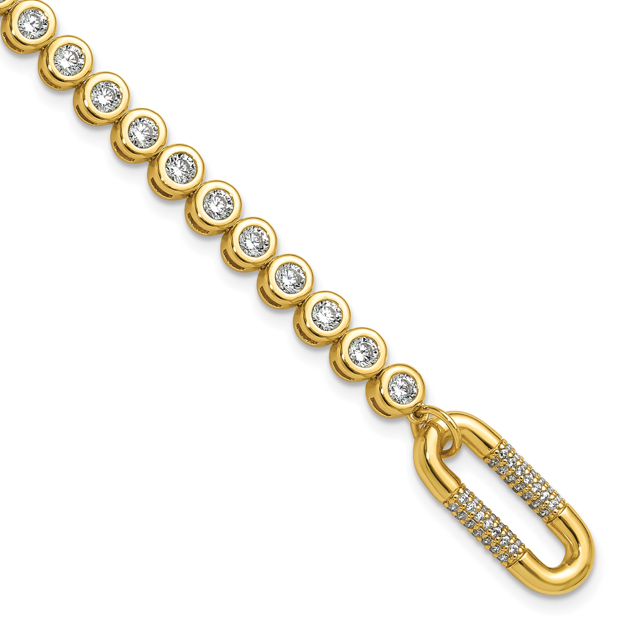 Sterling Shimmer Sterling Silver Gold-tone Flash Gold-plated CZ 113 Stone 7 inch Bracelet