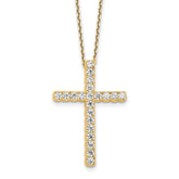 Sterling Shimmer Sterling Silver Gold-tone Flash Gold-plated 2.3mm CZ 21 Stone Cross 16 inch with 2 inch Extension Necklace