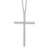 Sterling Shimmer Sterling Silver Rhodium-plated 1.3mm CZ 50 Stone Cross 16 inch with 2 inch Extension Necklace