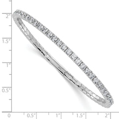 Sterling Shimmer Sterling Silver Rhodium-plated 3mm CZ 52 Stone 7 inch Flexible Bangle Bracelet