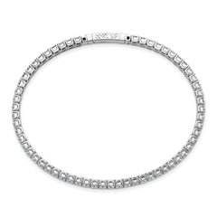 Sterling Shimmer Sterling Silver Rhodium-plated 3mm CZ 59 Stone 8 inch Flexible Bangle Bracelet