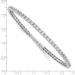 Sterling Shimmer Sterling Silver Rhodium-plated 3mm CZ 59 Stone 8 inch Flexible Bangle Bracelet