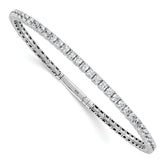 Sterling Shimmer Sterling Silver Rhodium-plated 3mm CZ 59 Stone 8 inch Flexible Bangle Bracelet