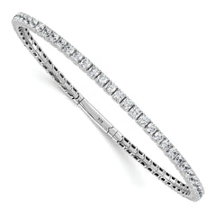 Sterling Shimmer Sterling Silver Rhodium-plated 3mm CZ 59 Stone 8 inch Flexible Bangle Bracelet