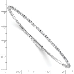 Sterling Shimmer Sterling Silver Rhodium-plated 1.7mm CZ 94 Stone 8 inch Flexible Bangle Bracelet