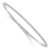 Sterling Shimmer Sterling Silver Rhodium-plated 1.7mm CZ 94 Stone 8 inch Flexible Bangle Bracelet