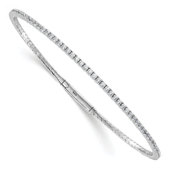 Sterling Shimmer Sterling Silver Rhodium-plated 1.7mm CZ 94 Stone 8 inch Flexible Bangle Bracelet