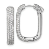 Sterling Shimmer Sterling Silver Rhodium-plated 1.3mm CZ 198 Stone Rectangle Hinged Hoop Earrings