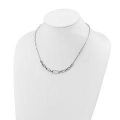 Sterling Shimmer Sterling Silver Rhodium-plated CZ 102 Stone Paper Clip Link 16 in with 2 inch Extension Necklace