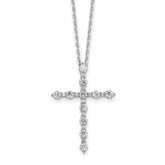 Sterling Shimmer Sterling Silver Rhodium-plated CZ 21 Stone Cross 16 inch with 2 inch Extension Necklace