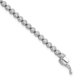 Sterling Shimmer Sterling Silver Rhodium-plated Bezel Set 1.7mm CZ 54 Stone 7 inch Bracelet