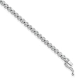 Sterling Shimmer Sterling Silver Rhodium-plated Bezel Set 1.7mm CZ 61 Stone 8 inch Bracelet