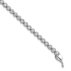 Sterling Shimmer Sterling Silver Rhodium-plated Bezel Set 2.5mm CZ 45 Stone 7 inch Bracelet