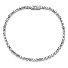 Sterling Shimmer Sterling Silver Rhodium-plated Bezel Set 2.5mm CZ 55 Stone 8 inch Bracelet