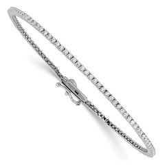 Sterling Shimmer Sterling Silver Rhodium-plated 1.5mm CZ 109 Stone 8 inch Bracelet