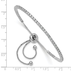 Sterling Shimmer Sterling Silver Rhodium-plated 2mm CZ 60 Stone Adjustable Bracelet