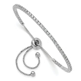 Sterling Shimmer Sterling Silver Rhodium-plated 2mm CZ 60 Stone Adjustable Bracelet