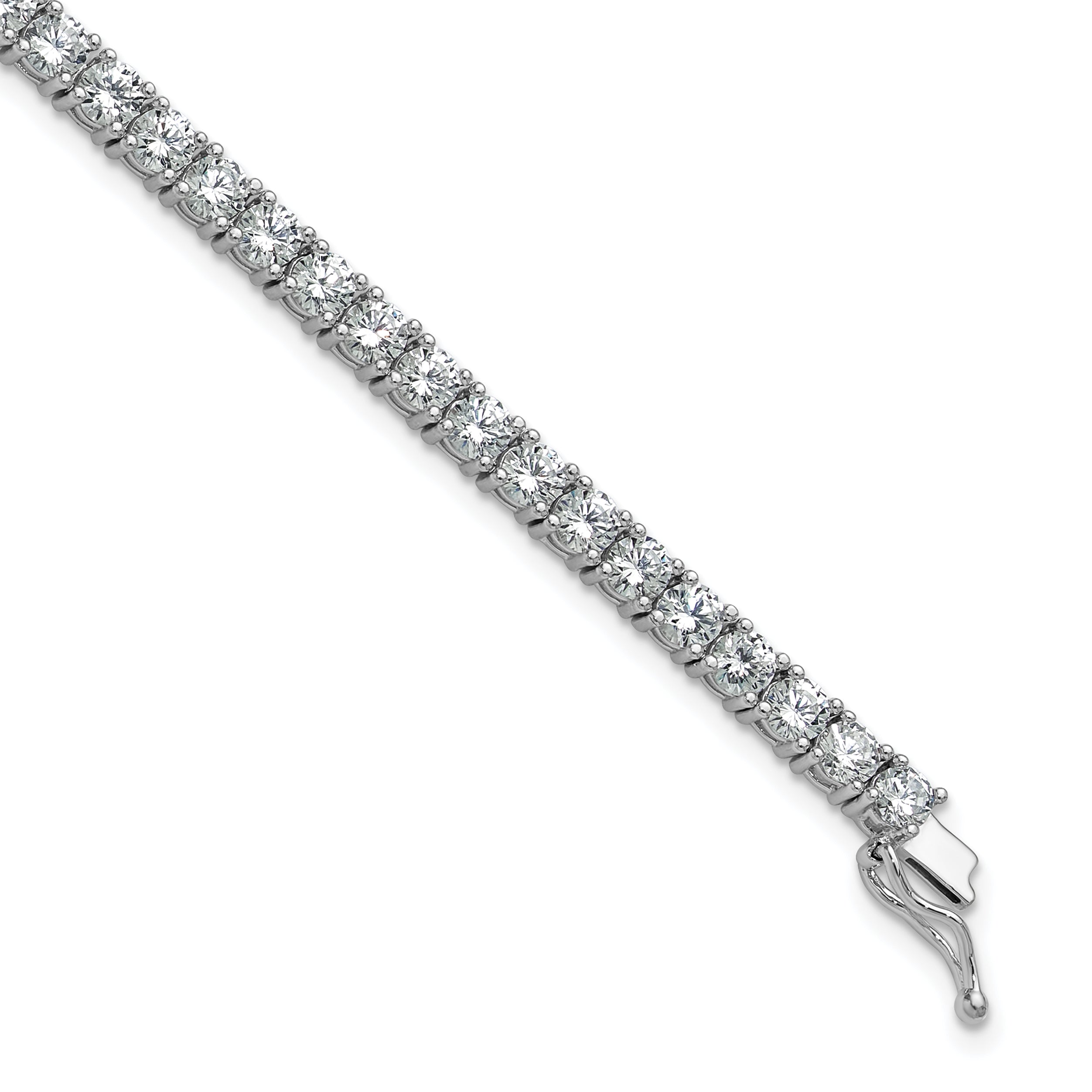 Sterling Shimmer Sterling Silver Rhodium-plated 3.5mm CZ 54 Stone 8 inch Bracelet