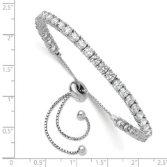 Sterling Shimmer Sterling Silver Rhodium-plated 3.5mm CZ 35 Stone Adjustable Bracelet