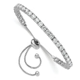 Sterling Shimmer Sterling Silver Rhodium-plated 3.5mm CZ 35 Stone Adjustable Bracelet