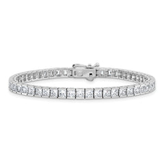 Sterling Shimmer Sterling Silver Rhodium-plated Square 3mm x 3mm CZ 53 Stone 7 inch Bracelet