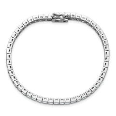 Sterling Shimmer Sterling Silver Rhodium-plated Square 3mm x 3mm CZ 53 Stone 7 inch Bracelet