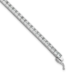 Sterling Shimmer Sterling Silver Rhodium-plated Square 3mm x 3mm CZ 61 Stone 8 inch Bracelet