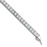 Sterling Shimmer Sterling Silver Rhodium-plated Square 3.5mm x 3.5mm CZ 46 Stone 7 inch Bracelet