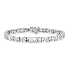 Sterling Shimmer Sterling Silver Rhodium-plated Square 3.5mm x 3.5mm CZ 54 Stone 8 inch Bracelet