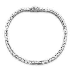 Sterling Shimmer Sterling Silver Rhodium-plated Square 3.5mm x 3.5mm CZ 54 Stone 8 inch Bracelet