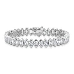 Sterling Shimmer Sterling Silver Rhodium-plated 5mm x 4mm CZ 41 Stone 7 inch Bracelet
