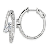 Sterling Shimmer Sterling Silver Rhodium-plated CZ 62 Stone In and Out Hinged Hoop Earrings