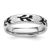 Sterling Silver Stackable Expressions Polished Enameled Flower Ring