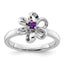 Sterling Silver Stackable Expressions Polished Amethyst Flower Ring - Sophia Jewelers