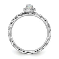 Sterling Silver Stackable Expressions Created Opal Ring