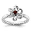 Sterling Silver Stackable Expressions Polished Garnet Flower Ring - Sophia Jewelers