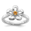 Citrine Flower Ring in Sterling Silver with Curved Petals - Sophia Jewelers