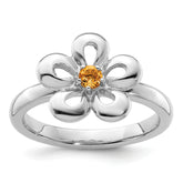 Sterling Silver Stackable Expressions Polished Citrine Flower Ring