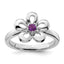 Six-Petal Amethyst Flower Ring in Sterling Silver, Size 5–10 - Sophia Jewelers