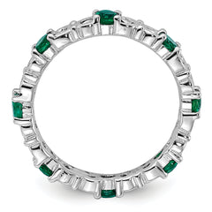 Sterling Silver Stackable Expressions Created Emerald Ring