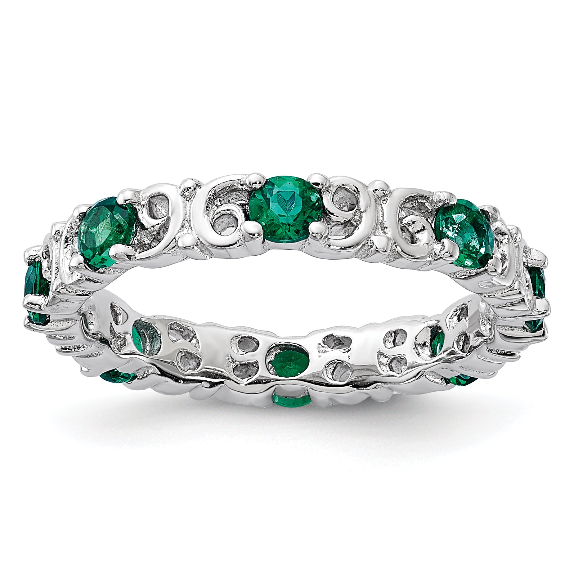 Sterling Silver Stackable Expressions Created Emerald Ring