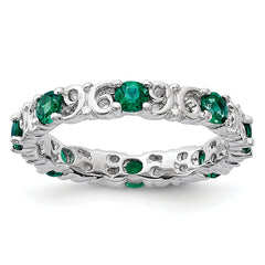 Sterling Silver Stackable Expressions Created Emerald Ring