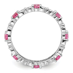 Sterling Silver Stackable Expressions Created Pink Sapphire Ring