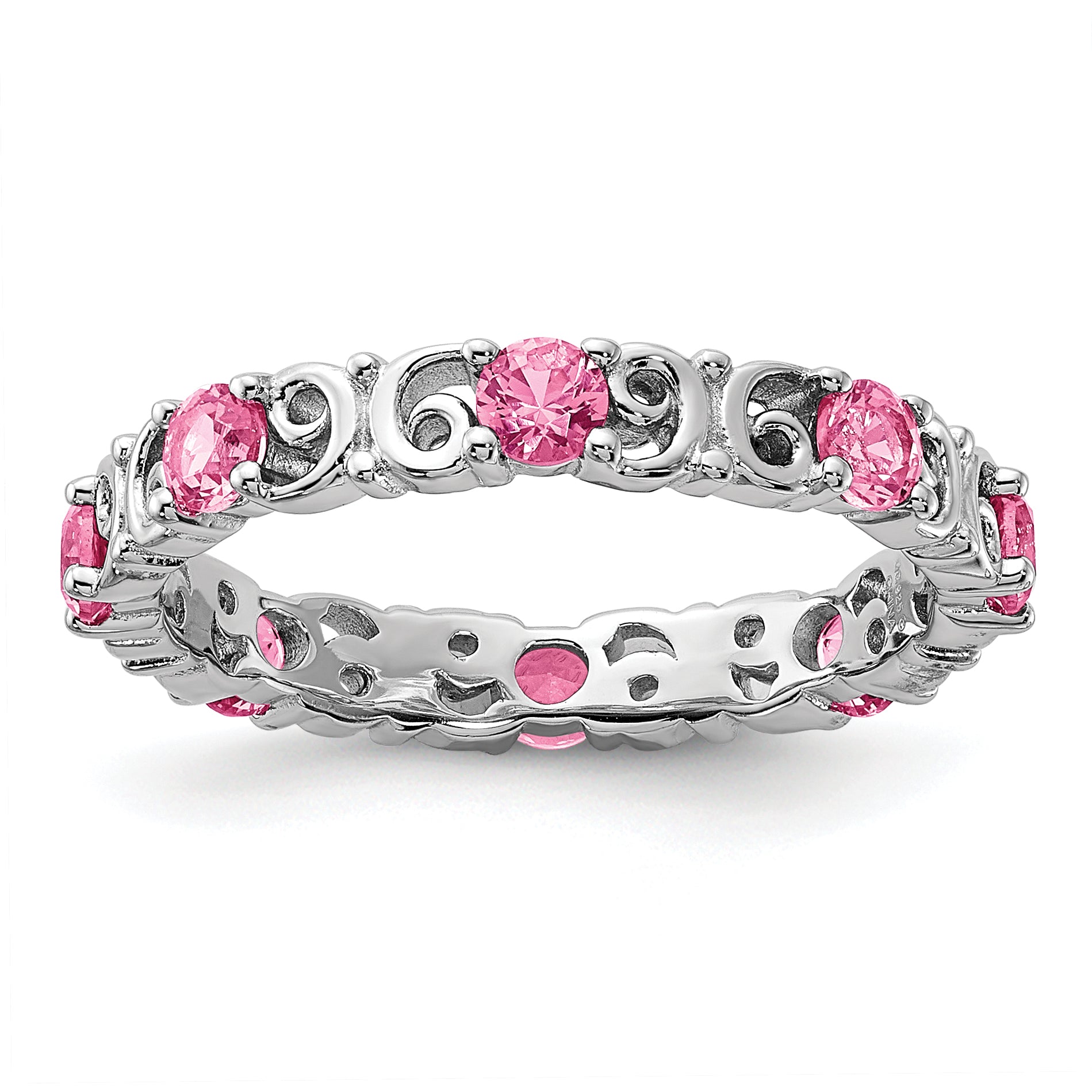 Sterling Silver Stackable Expressions Created Pink Sapphire Ring