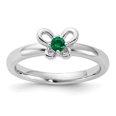 Sterling Silver Stackable Expressions Created Emerald Ring
