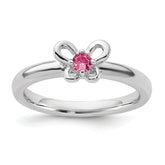 Sterling Silver Stackable Expressions Created Pink Sapphire Ring
