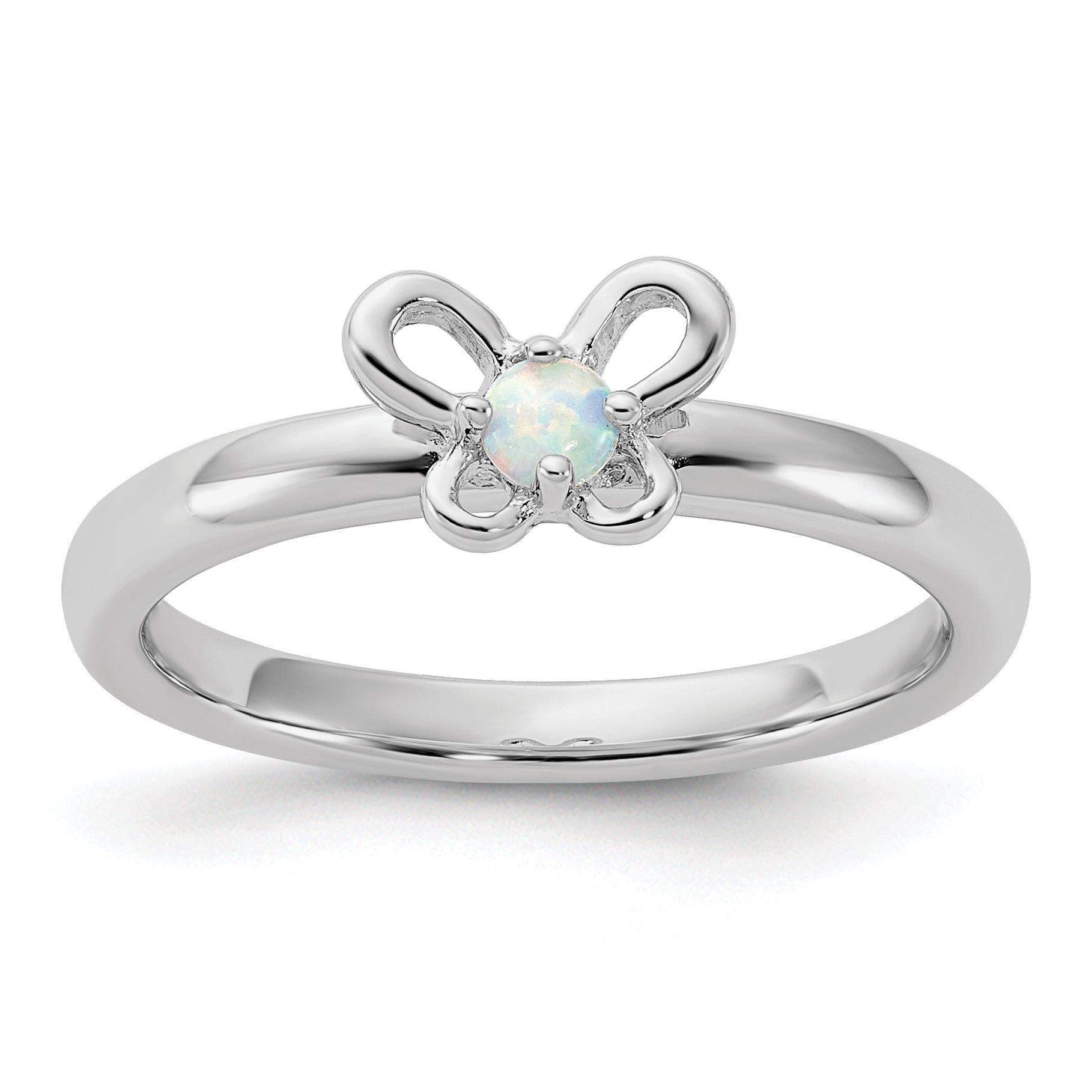 Sterling Silver Stackable Expressions Created Opal Ring