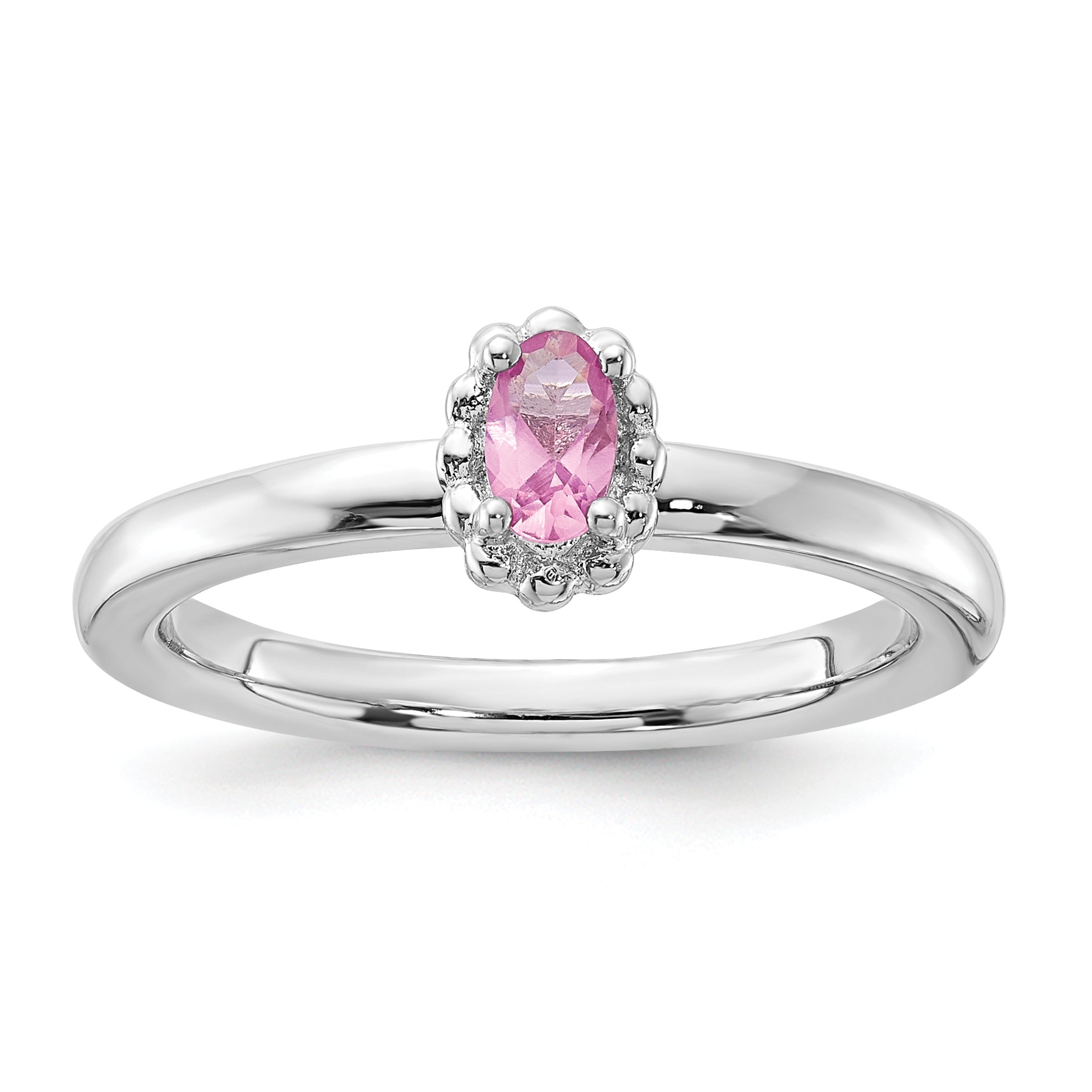 Sterling Silver Stackable Expressions Created Pink Sapphire Ring